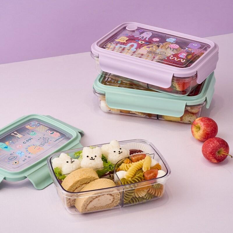 LocknLock To Go 3 Compartment Clear Lunch Box 1L Large Korean Bento Meal Prep Food Container 2 Colors