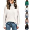 Women's Casual Color Mock Neck Knit Long Sleeve Top for Everyday Wear