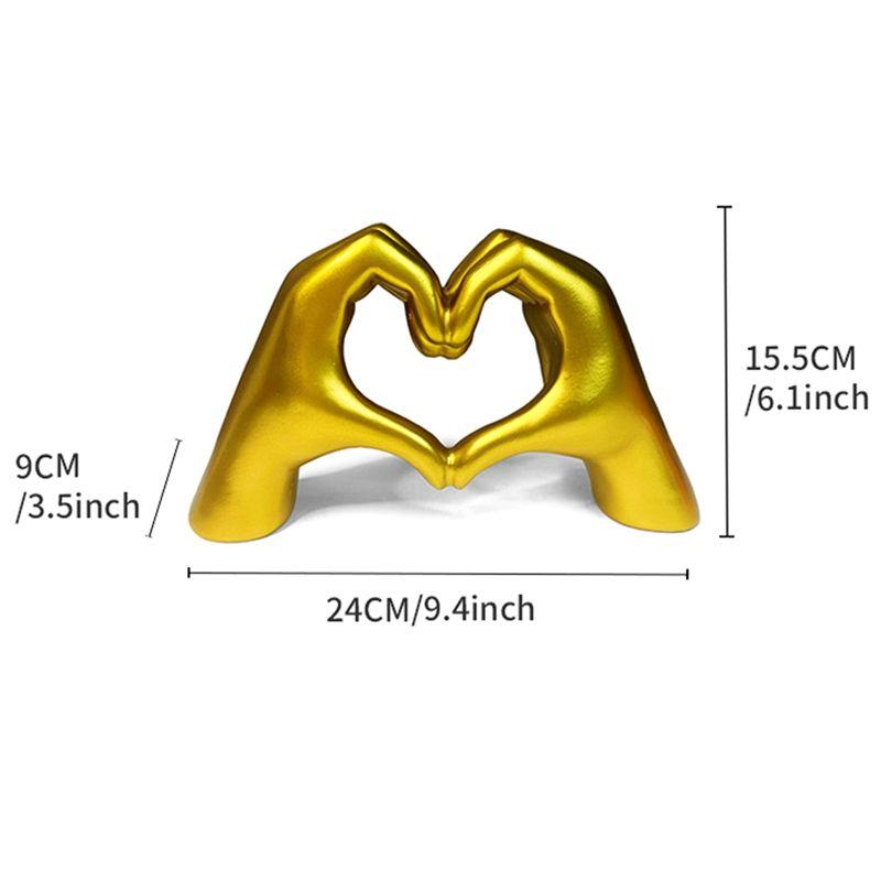 A20F-Heart Hands Sculpture Gold Decor For Living Room Bedroom Apartment Bookshelf Table, Aesthetic Romantic Statues Decor