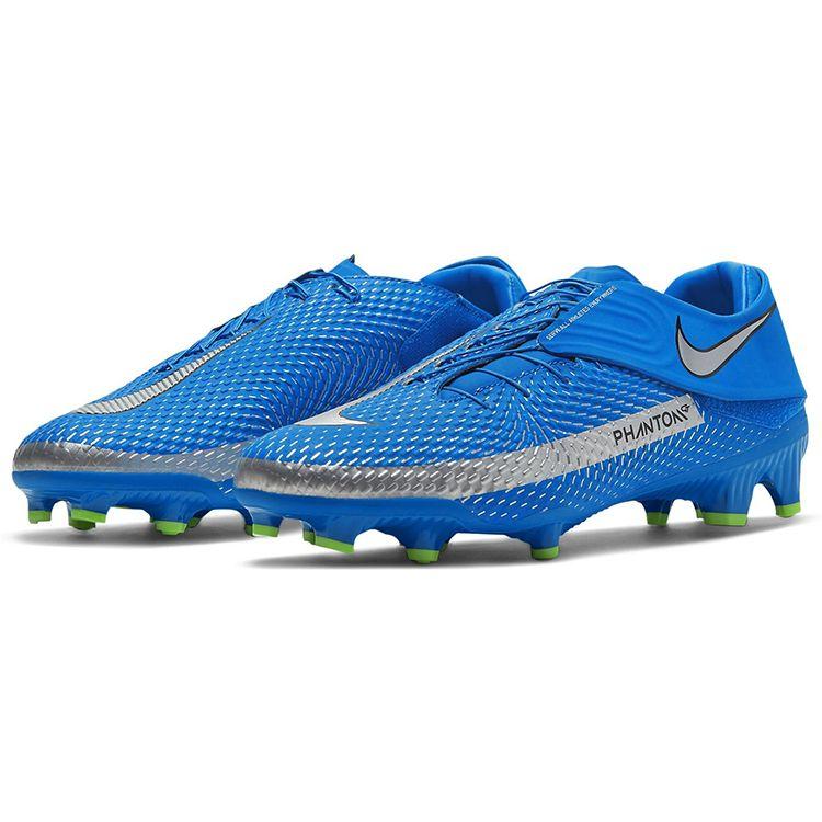 Nike Phantom GT Academy FlyEase Round Toe Lace-Up MG (Rubber Short Studs) Slip-Resistant Durable Soccer Shoes Men Sneaker Blue Silver DA2835-403