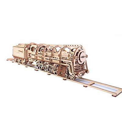 UGEARS Locomotora con tierno modelo de madera 3D autoensamblable, el mejor regalo para adultos y adolescentes