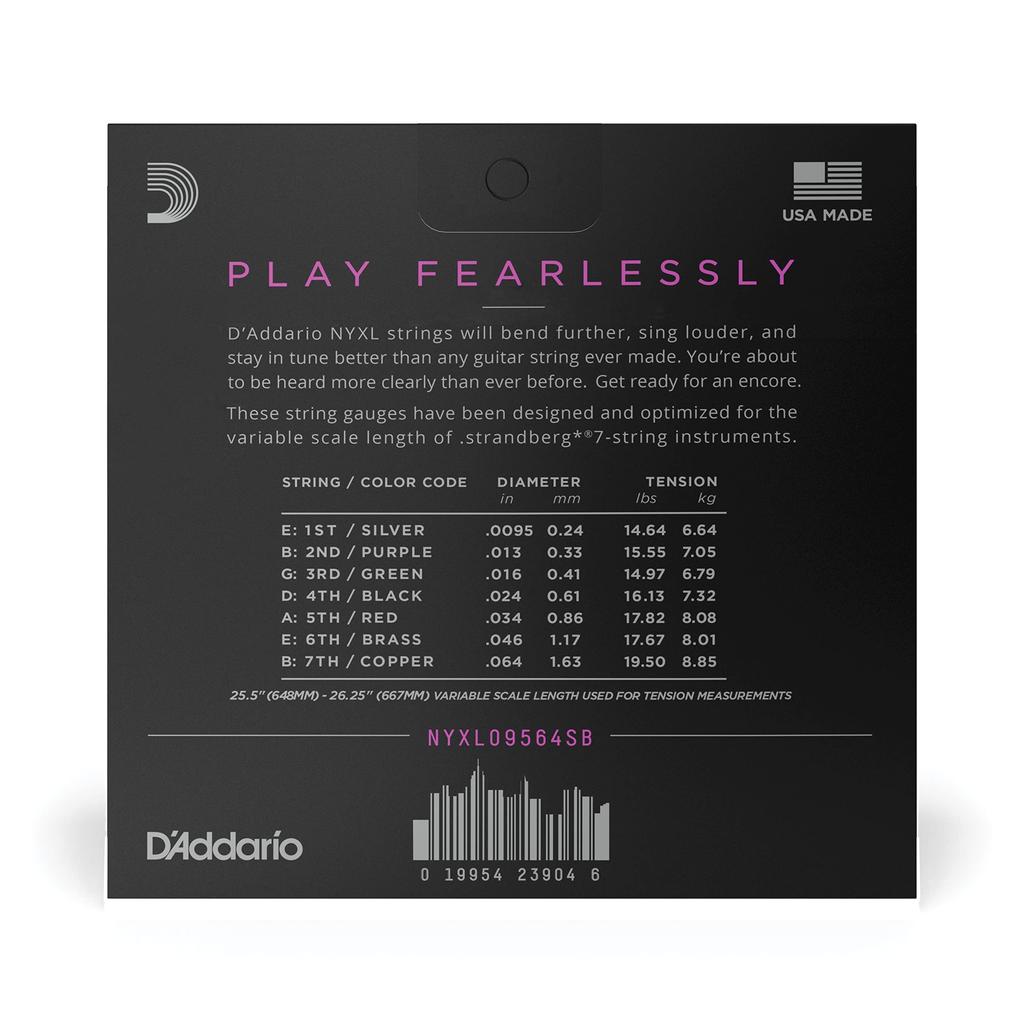 D'Addario NYXL Strandberg Custom Light 7-String Electric Guitar Strings, .0095-.064 (NYXL09564SB)