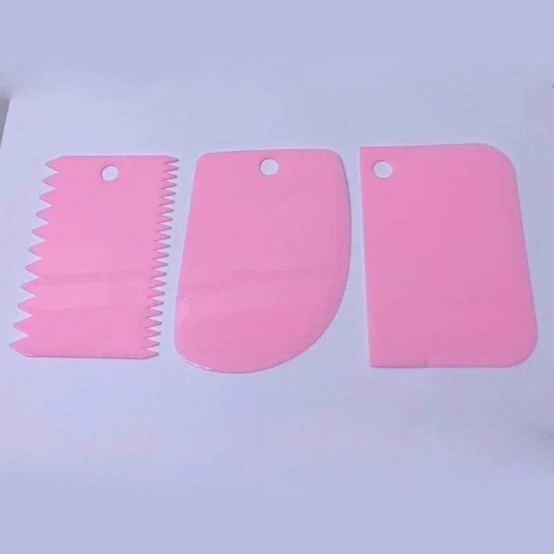 

3PCS/Set Plastic Cake Decorating Tools Dough Cutter Icing Scrappers Kitchen Accessories Cake Edge Smoother Cream Butter Spatulas рожевий