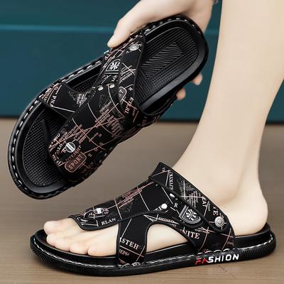 Non-Slip Men Beach Sandals Fashion Brand Casual Male Shoes Comfy Leather Simple Male Slippers Retro Style Mens Summer Half Shoes