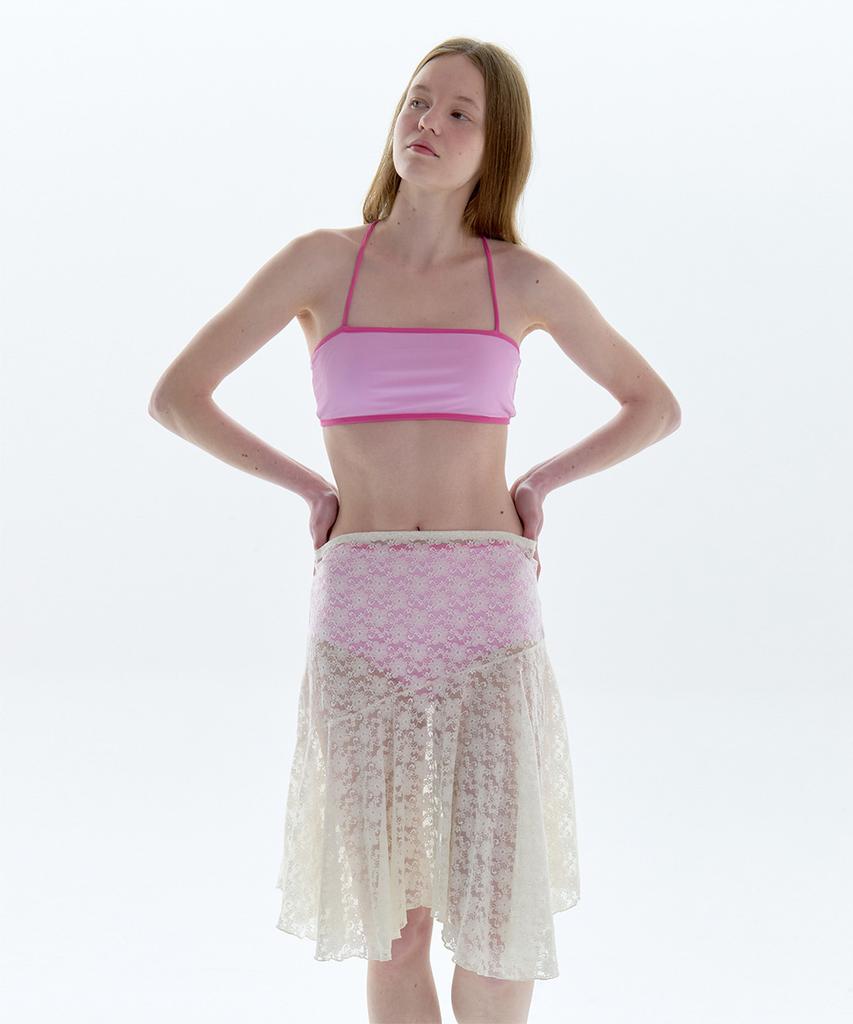 PISCESS Floral Lace Skirt_White