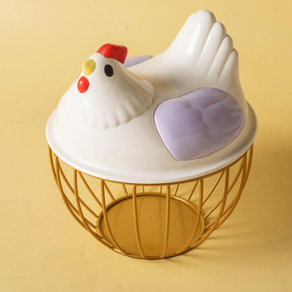 Rustic Egg Container Storage Hollow Iron Basket Hen Shape Egg Basket Kitchen Accessories