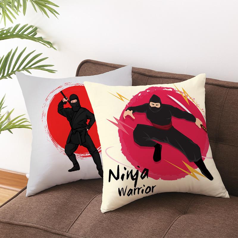 Japanese Ninja Character Digital Single-sided Printing Sofa Pillow Cushion Cover Home