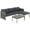Wicker Garden Furniture Set - VIDAXL - Grey - Low Lounge - Contemporary