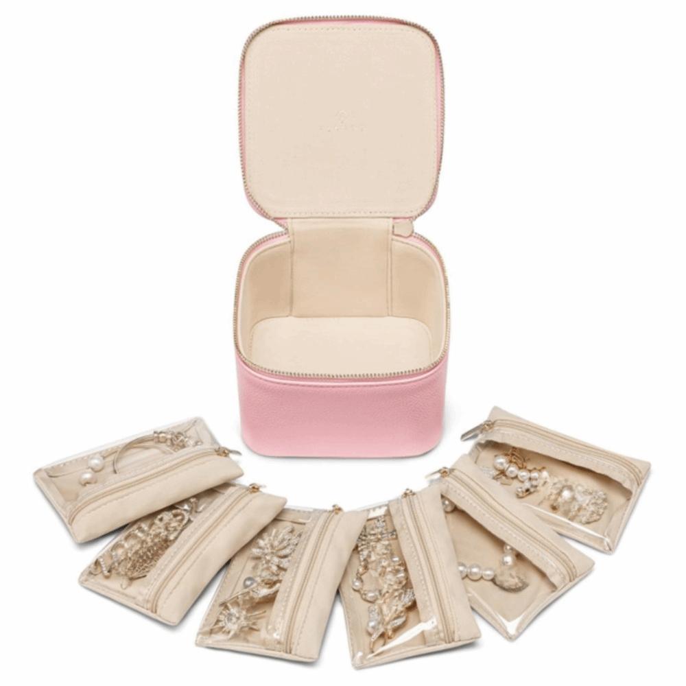 

Large Capacity Earring Storage Case with Small Pouches Jewelry Display Box Ring розовый