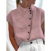 Women's Fashion Casual Summer Spring Solid Color Print Short Sleeve Half Turtleneck Blouses & Shirts