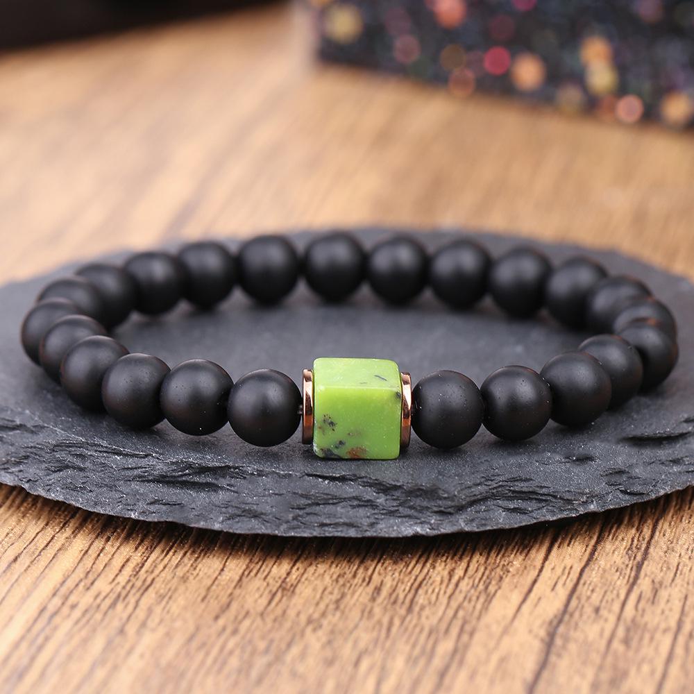 

Черный матовый браслет из бусин из шоушаньского камня - Натуральные богемные украшения