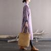 Johnature Women Loose Padded Dress Vintage Print Floral Stand Long Sleeve Dresses Winter Chinese Style Casual Clothing