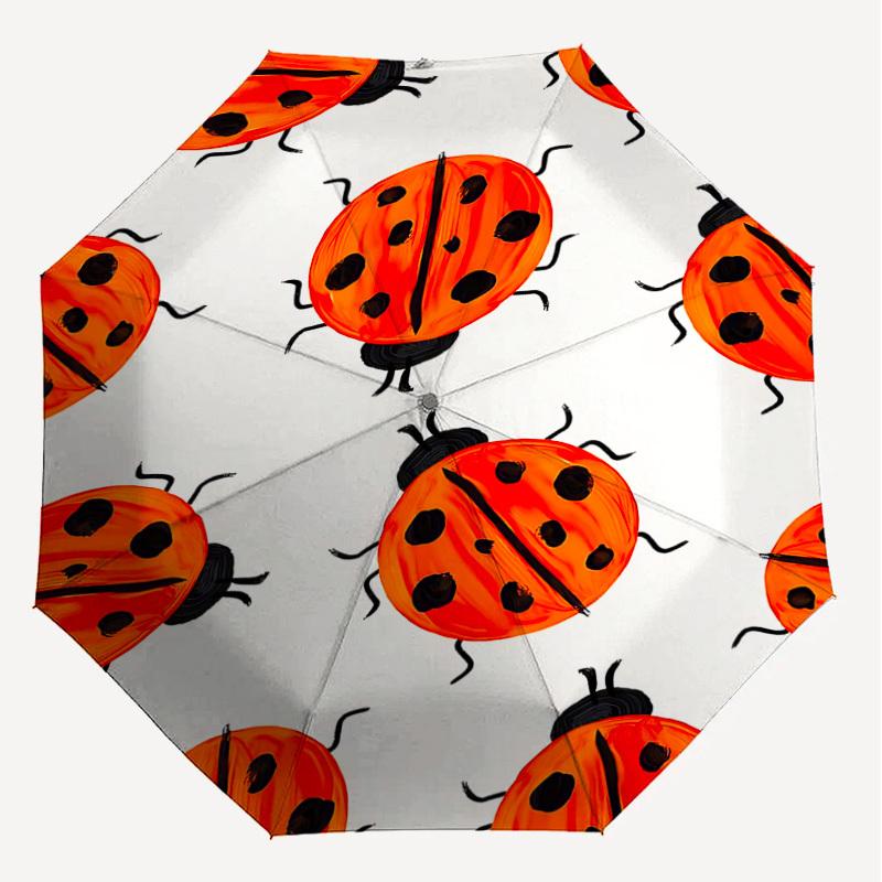 1Pz Ombrello Coccinella - 8 Stecche Rinforzate, Apertura Automatica, Leggero e Resistente, Carino Accessorio di Moda per Esterno, Spiaggia o Uso Quotidiano, Ombrello da Spiaggia