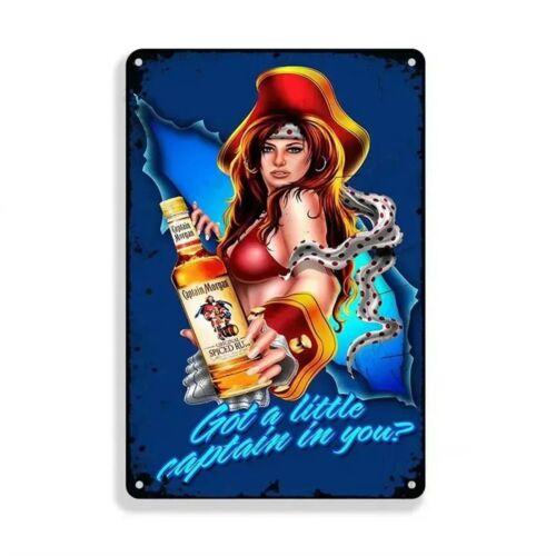 

Captain Pirate Tin Sign Vintage Rum Man Cave Wall Art Nautical Decor 20x30cm（7.8x11.8inch）