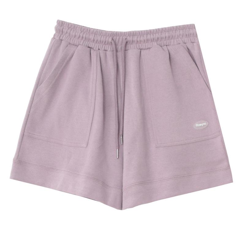 Schlanke, lässige Sportshorts mit hoher Taille für Damen, neue koreanische Version der lockeren A-Linien-Hose mit weitem Bein und Kordelzug