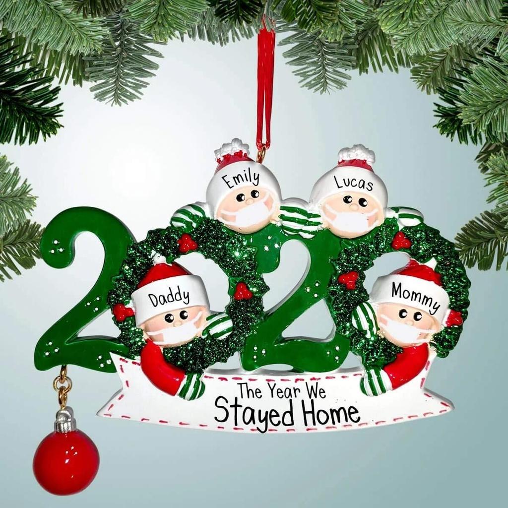 Family DIY Handwritten Name Face Mask Snowman Christmas Tree Hanging Pendant Christmas Decoration