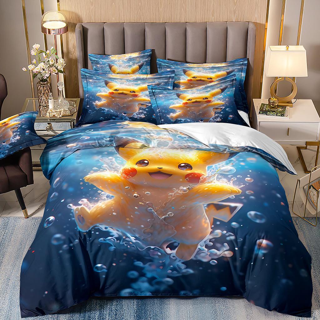 Pokemon Pikachu Bedding CollectionCartoon Anime Quilt Cover For Kids Boys Girls GiftBedding Cover And Pillowcase 7550Cm