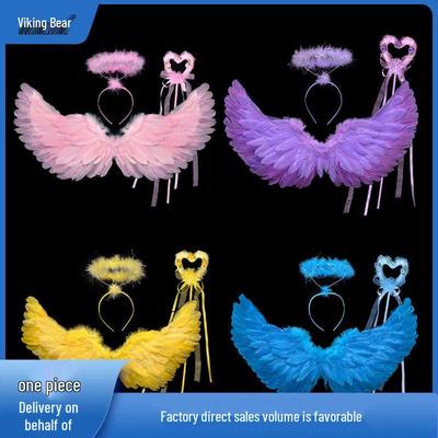 Six Angel Feather Wings for Kids & Adults - Performance Props for Halloween & Christmas Stage or Catwalk.