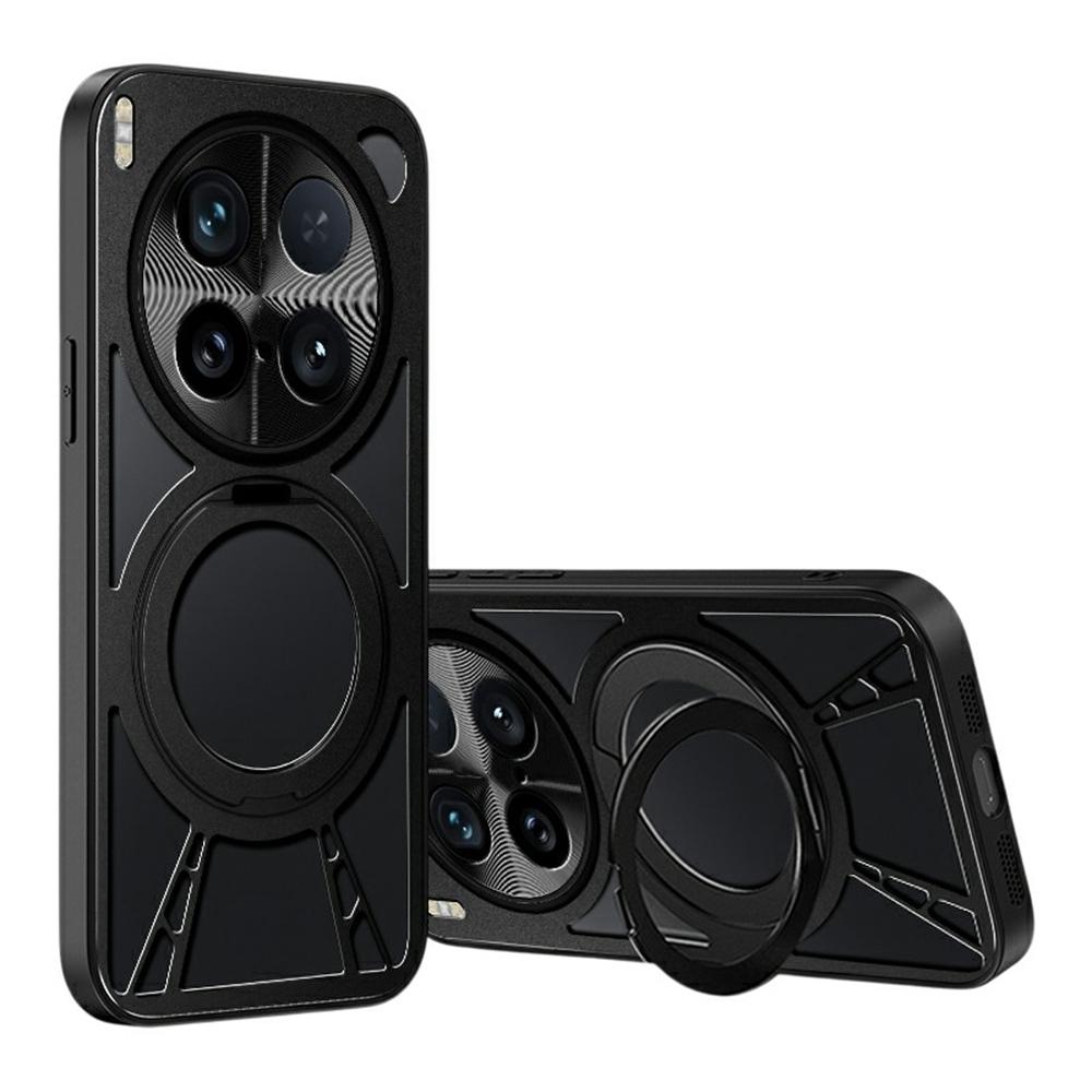 For vivo X200 Ultra 5G Case Magnetic Kickstand Hollow Heat Dissipation Silicone + PC + Metal Bumper Phone Cover
