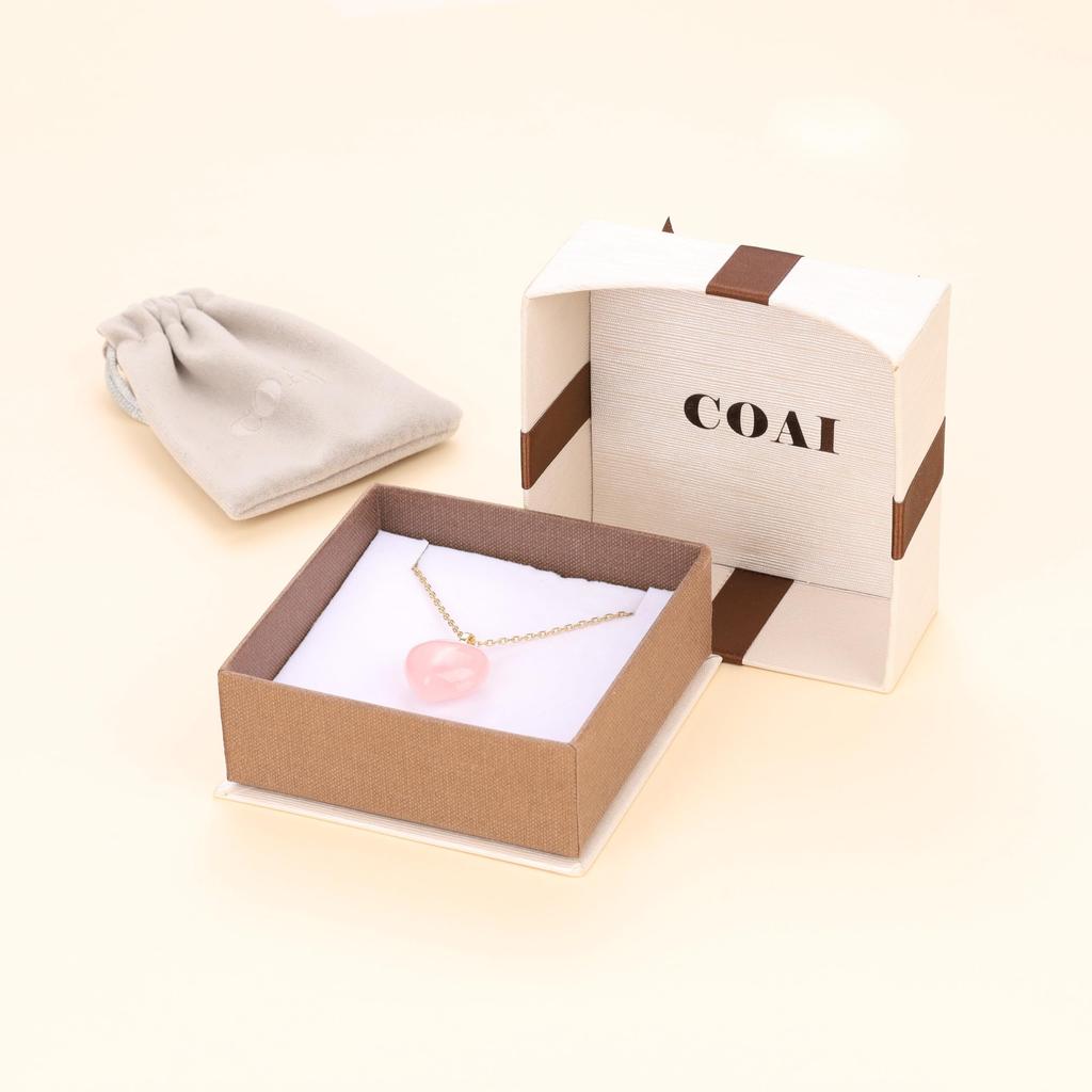 Collier Coeur d'Amour Quartz Rose Amour Épanouissement Pierre de Pouvoir pour Femmes [Coai]