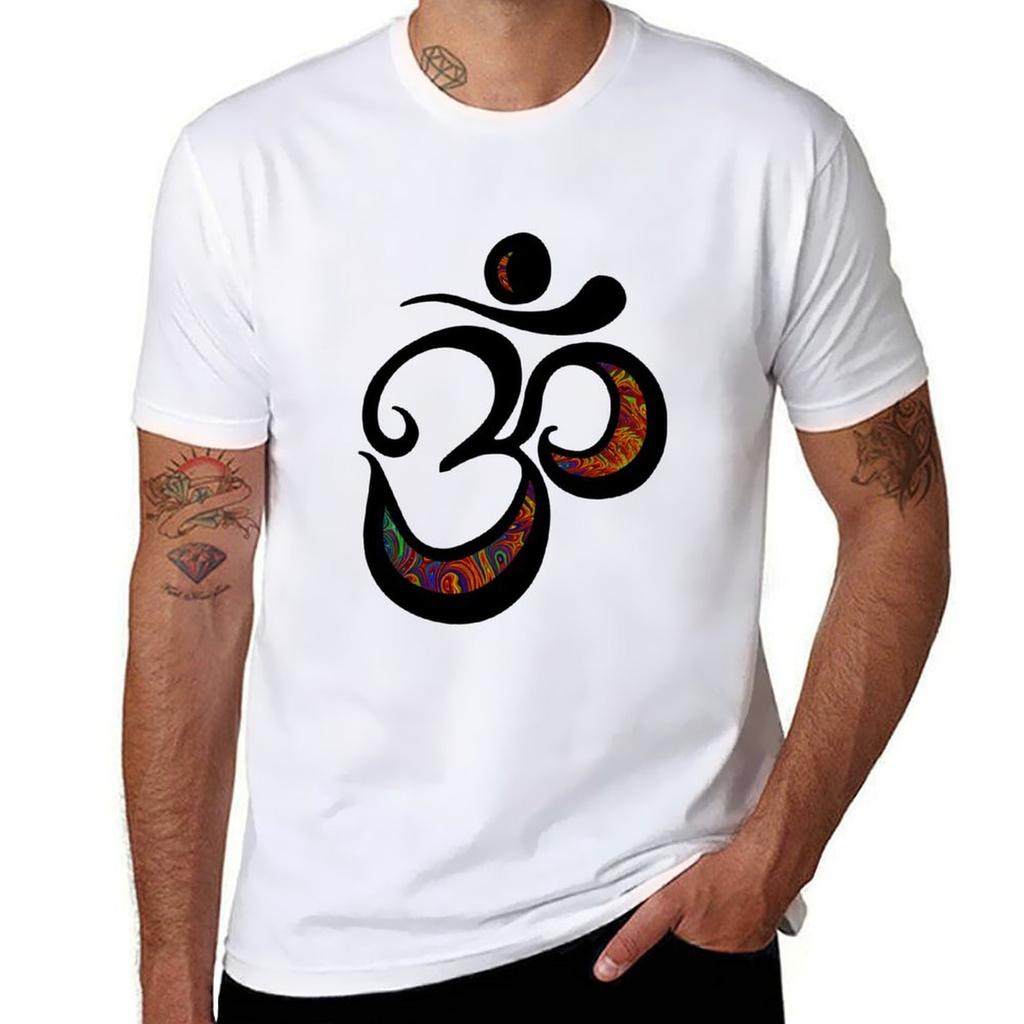 Spiritual Om Art Goa Psy Design Yoga TShirt Big and Tall Solid Color TShirt