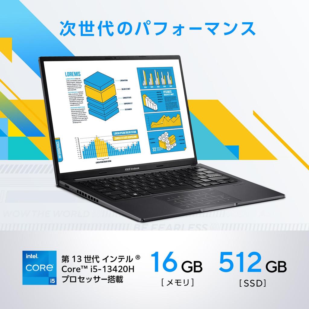 ASUS Vivobook 14 X1405VA Intel Core i5 16GB 512GB WPS Windows Battery Indie Includes PC Game Pass Subscription 14-inch Laptop, 13420H, Memory, SSD,