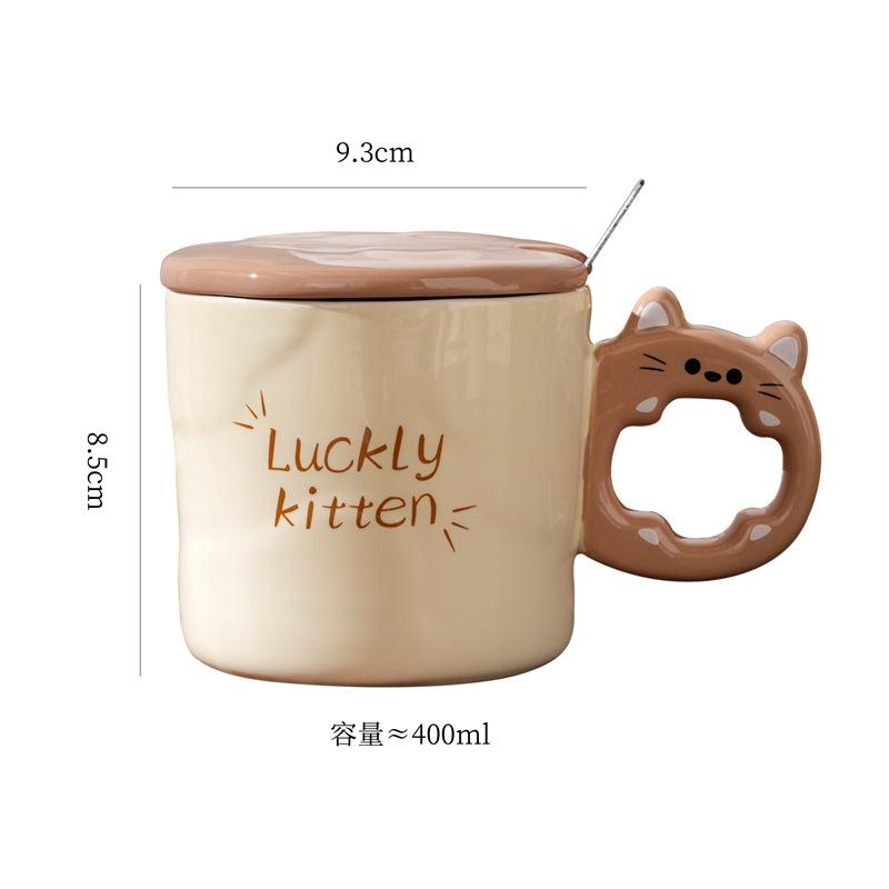 Simple Cat Cup Girl Cute Creative Ceramic Cup Mug Mug With Lid Office Internet Celebrity Water Cup Couple Cup