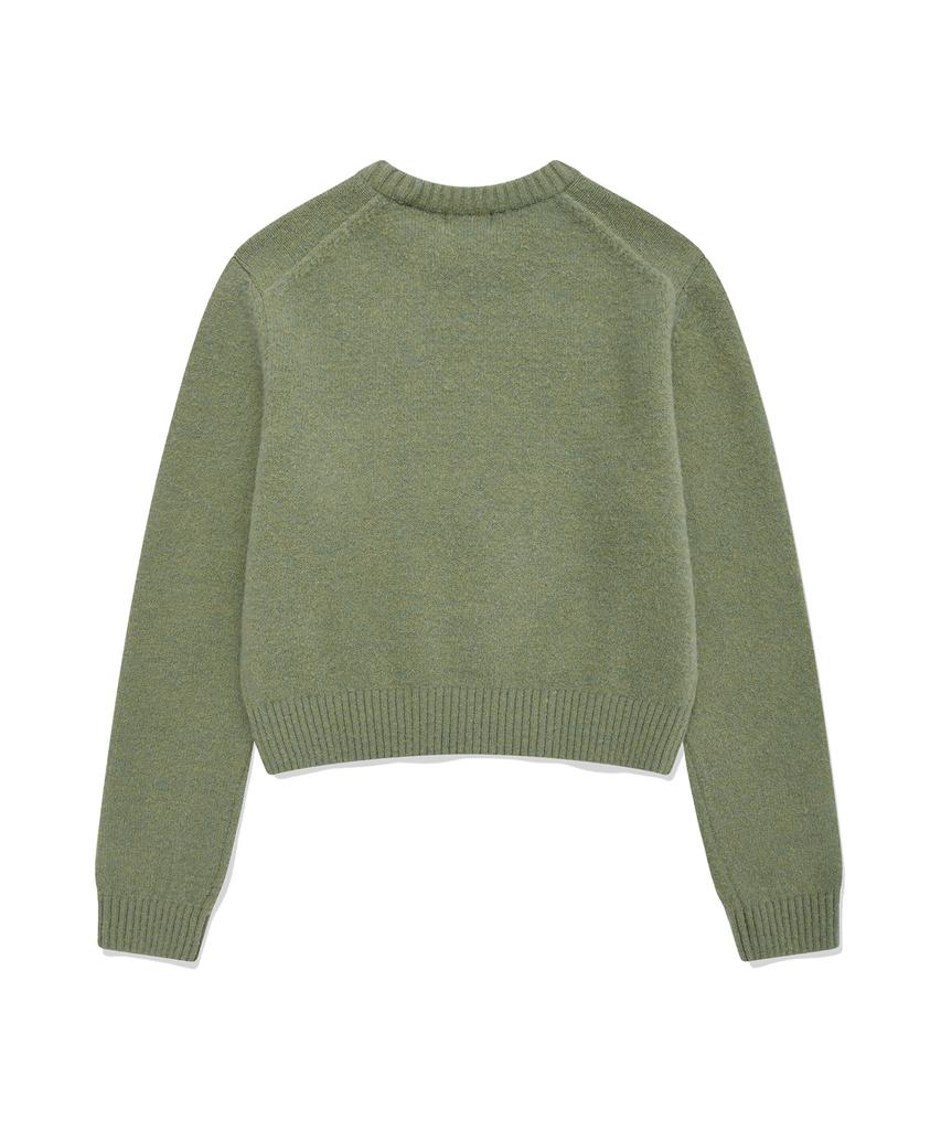 COVERNAT WOMAN Clover Heart Graphic Knit Sage Green