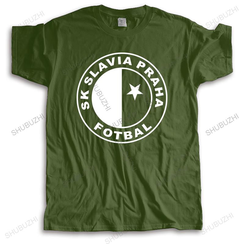 Męski bawełniany T-shirt marki Lato T-shirt z okrągłym dekoltem SK SLAVIA PRAGA PIŁKA NOŻNA unisex Zabawny T-shirt Męski wysokiej jakości T-shirt