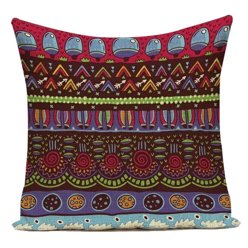 Retro Characters Cushions Case African Woman Sofa Seat Decorative Pillow Cases Abstract Geometry Home Cushion Cover