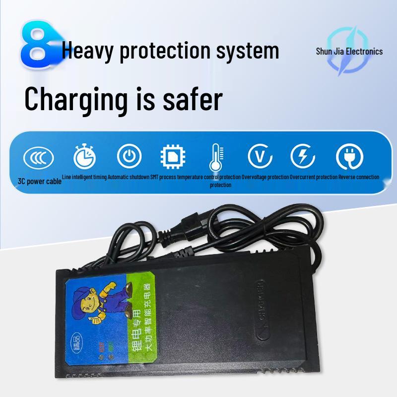 High-Power Fast Charger: 8A Electric Vehicle Charger for Lithium and Lithium Iron Phosphate Batteries.