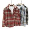 New retro woolen polished plaid shirt jacket women's lazy style loose casual versatile and thin lapel shirt