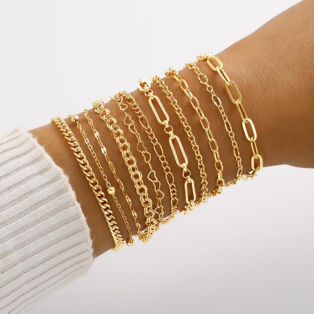 Bohemian Minimalist Multi-layer Women's Chain Bracelet Set