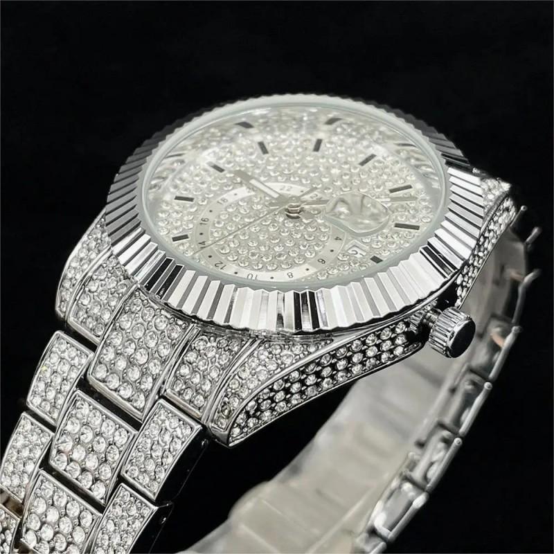 MISSFOX Mens Quartz Watch Hip Hop Bling Wrist 30M Waterproof