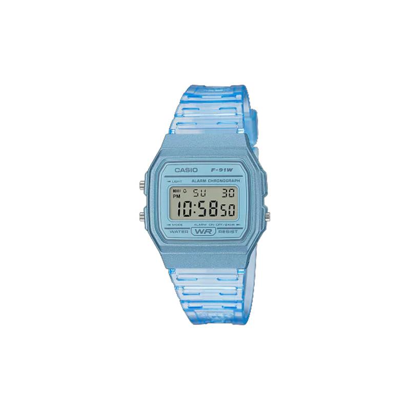 

Casio YOUTH series - silicone small square square watch retro fashion trend macaron color classic small square waterproof quartz movement F-91WS-2JH синій