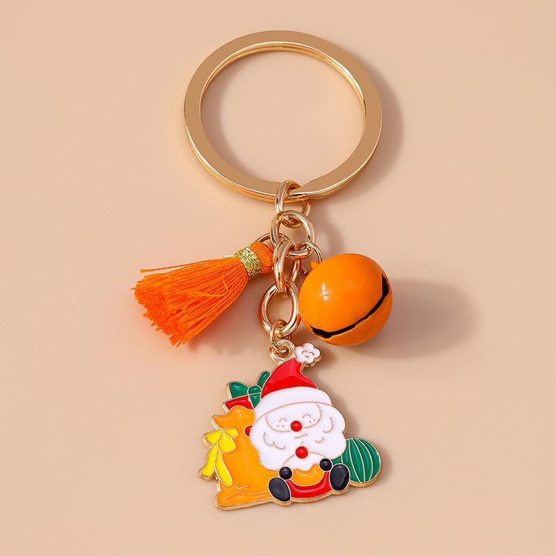 Pretty Christmas Santa Claus Snowflake Keychain Women Girls Tassels Key Ring Pendant for Handbag Decor DIY Key Chain Gift