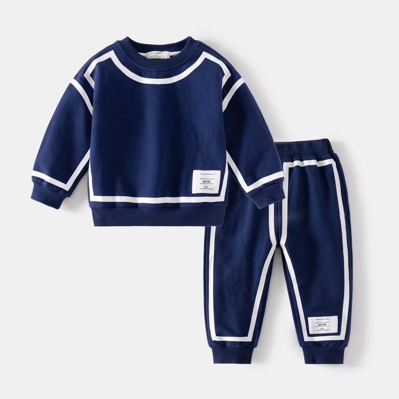 Spring and Autumn Children's Round Neck Long Sleeves Sweatshirt Pullover Tops Labeling Baby Sportswear Boys' Casual Pants Suit