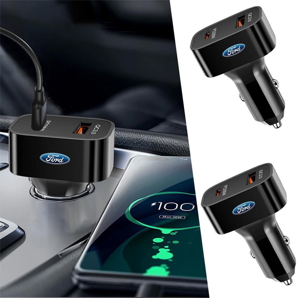 Car Fast Charger Type USB Phone Quick Charging Charger For Ford Focus Fiesta H10 Mondeo Kuga Mustang Ranger Accessories Wheel Hubcap
