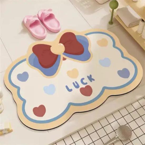 Ins Wind Bow Bathroom Bathroom Diatom Mud Floor Mat Living Room Entry Carpet Water Absorbent Non-slip Foot Mat
