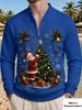Christmas Santa Claus Print Quarter-zip Long Sleeved Round Neck Sweatshirt Men's Clothing Modern Casual Pullover Trendy Festive Versatile Style
