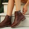 Plus size woolen boots women's retro 2025 winter new thick heel side zipper Martin boots