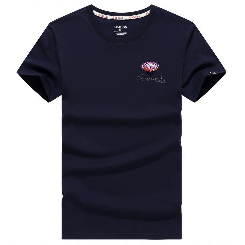 Men's Large White Round Neck Loose-Fit Short-Sleeve T-Shirt