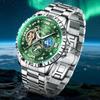 Luxury Automatic Mechanical Men Watch Fashion Moon Phase Business Watches Hollow Tourbillon Stainless Steel Men Wristwatch