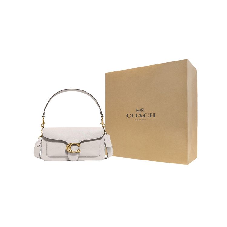 Coach Tabby 26 Flap Closure Pebble Leather Handbag Women Handbag White CH857-B4HA