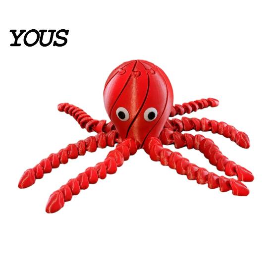 Articulated Sea Animal Toy 3D Printed Octopus Toy, Figurine with Movable Joints, Plastic Stress Relief Fidget for Kids Adults Sensory