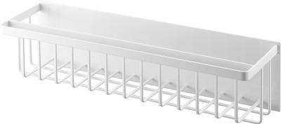 Yamazaki Jitsugyo Magnetic Bathroom Basket Wide White Approx. W44.3 X D12.3 X H12cm Tower Bathroom Rack with Hook Depth Slim Floating Storage 3769