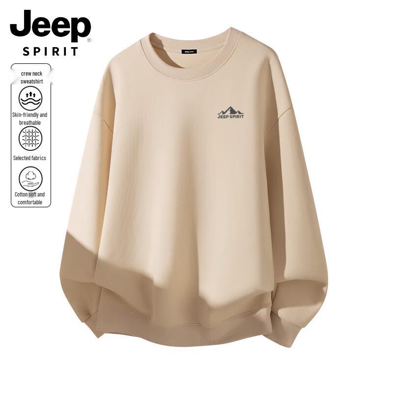 JEEP SPIRIT Men's Autumn/Winter Loose Fit Crew Neck Sweatshirt