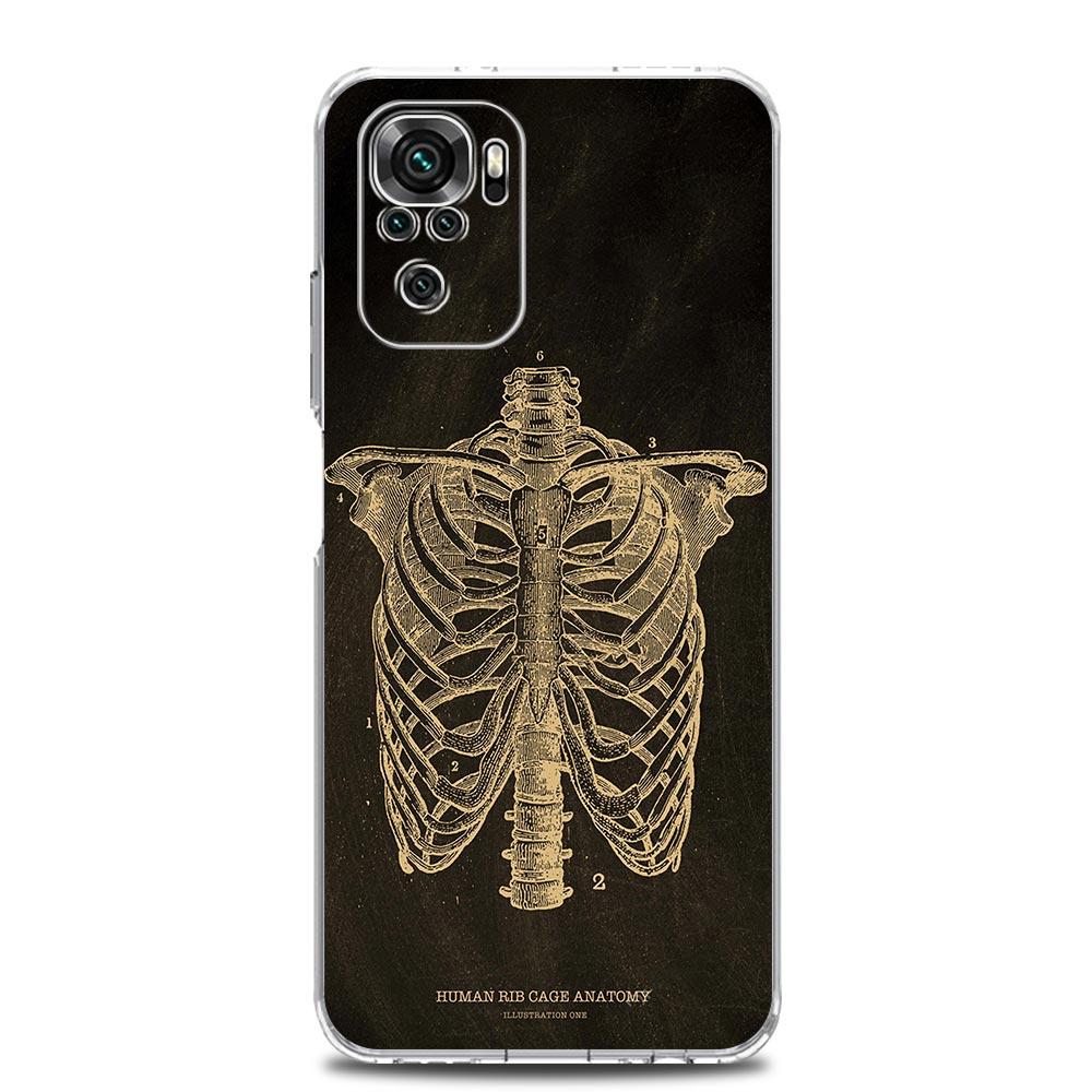 Skeleton Chalkboard Body Heart Phone Case For Xiaomi Redmi Note 13 12 5G 9S 9 8 10 11 Pro Plus 4G 9T 13C 12C10C 9C 9A 7 Cover