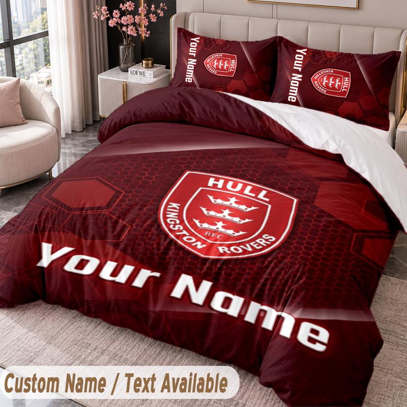 Hull KR Printed Bedding Set Custom Name Text 1 Duvet Cover 2 Pillowcases For Bedroom