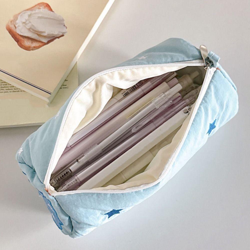 Little Star Pencil Case Pouch Embroidery Desk Storage Bag Cute Makeup Lipstick Bag  Students
